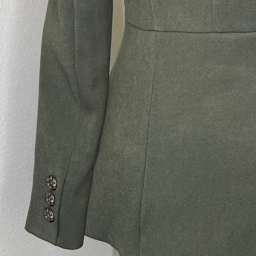 FOREVER 21 Whimsigoth Asymmetric Military Button Olive Green Blazer Jacket S - Picture 6 of 10